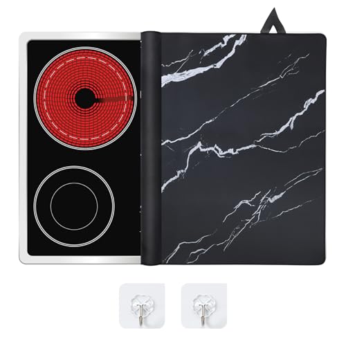 LIFEDYLUK Herdabdeckung Spritzschutz 62x53cm, Küche Herdabdeckplatte Anti-Rutsch mit 2 Haken, Staubdichte-Matte für Induktionskochfelder, Herdabdeckung Spritzschutz für Elektroherd (2) von LIFEDYLUK