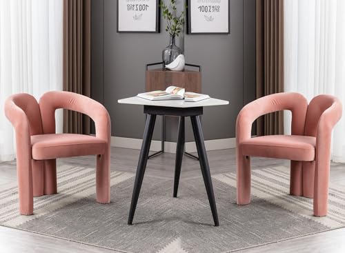 LIFEISLE Armlehnstuhl 2er Set M-Form Esszimmerstühle Polsterstuhl, Besucherstuhl für Esszimmer, Wohnzimmer, Büro, Schlafzimmer, Wartezimmer, Lobbys Pink von LIFEISLE