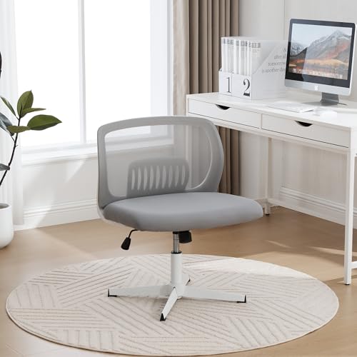 LIFEISLE Bürostuhl Ohne Armlehnen, 360°Drehbar Schreibtischstuhl und Höhenverstellbar, 20°Schaukelstuhl Ohnen Räden für Büro Arbeitszimmer Schlafzimmer,Maschenstuhl Grau von LIFEISLE
