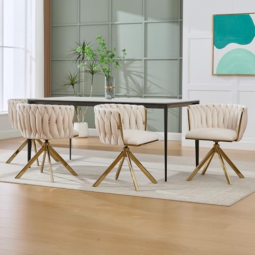 LIFEISLE Esszimmerstühle 4er Set,180°Drehbare Stühle für Esszimmer Wohnzimmer, Bequeme Küchenstühle, Gepolstert Stuhl mit Armlehnen Rückenlehne, Samtbezug Beige LIFEISLE Esszimmerstühle 4er Set,180°Drehbare Stühle für Esszimmer Wohnzimmer, Bequeme Küchenstühle, Gepolstert Stuhl mit Armlehnen Rückenlehne, Samtbezug Beige von LIFEISLE