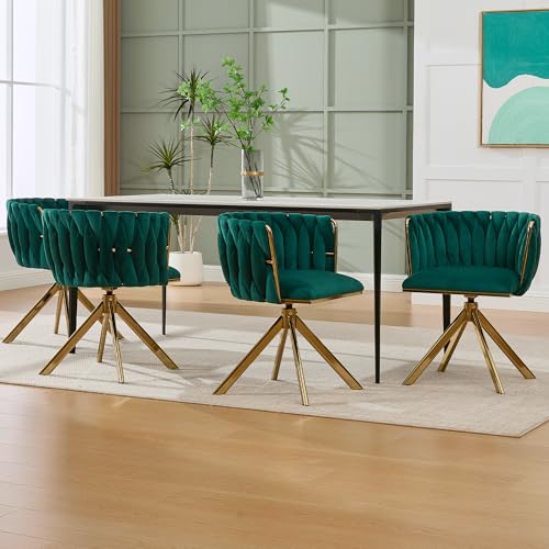 LIFEISLE Esszimmerstühle 4er Set,180°Drehbare Stühle für Esszimmer Wohnzimmer, Bequeme Küchenstühle, Gepolstert Stuhl mit Armlehnen Rückenlehne, Samtbezug Grün LIFEISLE Esszimmerstühle 4er Set,180°Drehbare Stühle für Esszimmer Wohnzimmer, Bequeme Küchenstühle, Gepolstert Stuhl mit Armlehnen Rückenlehne, Samtbezug Grün von LIFEISLE