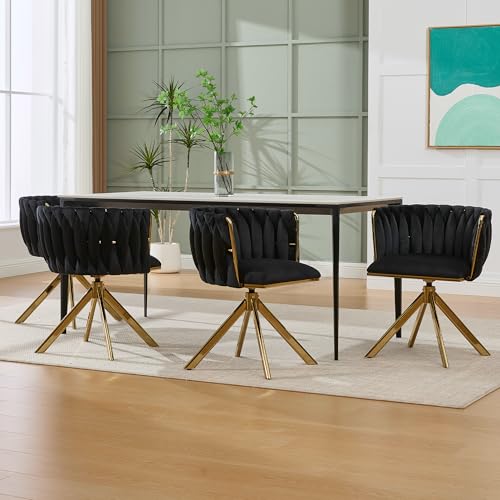 LIFEISLE Esszimmerstühle 4er Set,180°Drehbare Stühle für Esszimmer Wohnzimmer, Bequeme Küchenstühle, Gepolstert Stuhl mit Armlehnen Rückenlehne, Samtbezug Schwarz LIFEISLE Esszimmerstühle 4er Set,180°Drehbare Stühle für Esszimmer Wohnzimmer, Bequeme Küchenstühle, Gepolstert Stuhl mit Armlehnen Rückenlehne, Samtbezug Schwarz von LIFEISLE