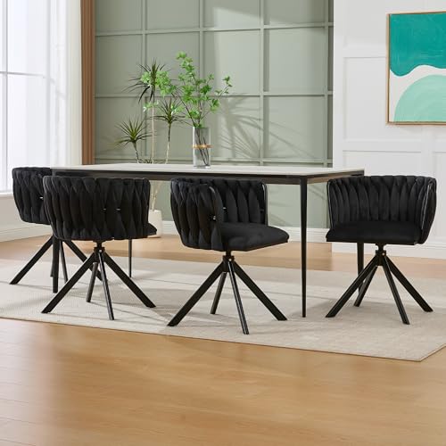 LIFEISLE Esszimmerstühle 4er Set,180°Drehbare Stühle mit Goldenen Beine für Esszimmer Wohnzimmer, Bequeme Küchenstühle, Gepolstert Stuhl mit Armlehnen Rückenlehne, Samtbezug Schwarz LIFEISLE Esszimmerstühle 4er Set,180°Drehbare Stühle mit Goldenen Beine für Esszimmer Wohnzimmer, Bequeme Küchenstühle, Gepolstert Stuhl mit Armlehnen Rückenlehne, Samtbezug Schwarz von LIFEISLE