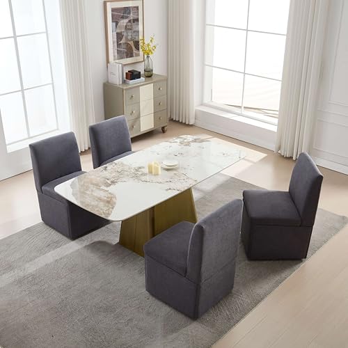 LIFEISLE Esszimmerstuhl 4er Set mit Aufbewahrung unten, Küchenstühle mit Rollen ohne Armlehnen, Gepolsterte Stühle für Esszimmer Linen Dunkelgrau LIFEISLE Esszimmerstuhl 4er Set mit Aufbewahrung unten, Küchenstühle mit Rollen ohne Armlehnen, Gepolsterte Stühle für Esszimmer Linen Dunkelgrau von LIFEISLE