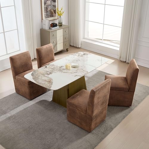 LIFEISLE Esszimmerstuhl 4er Set mit Aufbewahrung unten, Küchenstühle mit Rollen ohne Armlehnen, Gepolsterte Stühle für Esszimmer Microsuede Kaffee LIFEISLE Esszimmerstuhl 4er Set mit Aufbewahrung unten, Küchenstühle mit Rollen ohne Armlehnen, Gepolsterte Stühle für Esszimmer Microsuede Kaffee von LIFEISLE
