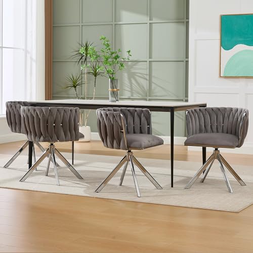 LIFEISLE LIFESLE 180°Drehbare Esszimmerstühle 4er Set für Esszimmer Wohnzimmer, Bequeme Küchenstühle, Gepolstert Stuhl mit Armlehnen Rückenlehne, Samtbezug Siblerner Rahmen Grau LIFEISLE LIFESLE 180°Drehbare Esszimmerstühle 4er Set für Esszimmer Wohnzimmer, Bequeme Küchenstühle, Gepolstert Stuhl mit Armlehnen Rückenlehne, Samtbezug Siblerner Rahmen Grau von LIFEISLE