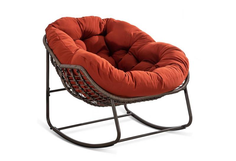 LIFEISLE Schaukelstuhl mit gepolstertem Kissen, Rattanstuhl mit Stahlrahmen, Lounge Sessel (Großformat B110.5cm x T94.5cm x H80cm, Dicke Kissen, NEUE FARBEN DA - mehre Optionen! , 1 St), Wohnzimmer/Schlafzimmer/Arbeitszimmer/Garten von LIFEISLE