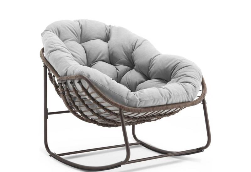 LVHOM Schaukelstuhl mit gepolstertem Kissen, Rattanstuhl mit Stahlrahmen, Lounge Sessel (Großformat B110.5cm x T94.5cm x H80cm,Dicke Kissen,160kg Tragfähigkeit, MEHRE FARBEN MEHRE OPTIONEN! Schaukelsessel umhüllendem Sitzgefühl & hoher Armlehne, 1 St), Balkon/Garten/Wohnzimmer/Schlafzimmer/Arbeitszimmer von LVHOM