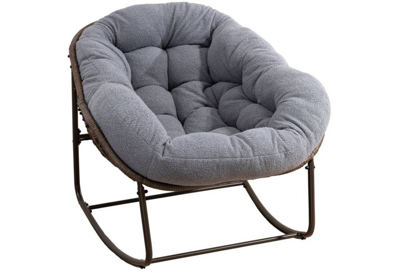 LVHOM Schaukelstuhl mit gepolstertem Kissen, Rattanstuhl mit Stahlrahmen, Lounge Sessel (Großformat B110.5cm x T94.5cm x H80cm,Dicke Kissen,160kg Tragfähigkeit, MEHRE FARBEN MEHRE OPTIONEN! Schaukelsessel umhüllendem Sitzgefühl & hoher Armlehne, 1 St), Balkon/Garten/Wohnzimmer/Schlafzimmer/Arbeitszimmer von LVHOM