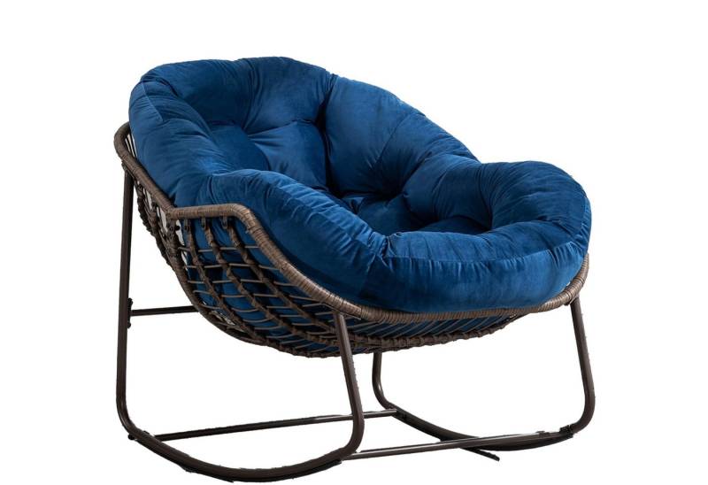 LVHOM Schaukelstuhl mit gepolstertem Kissen, Rattanstuhl mit Stahlrahmen, Lounge Sessel (Großformat B110.5cm x T94.5cm x H80cm,Dicke Kissen,160kg Tragfähigkeit, MEHRE FARBEN MEHRE OPTIONEN! Schaukelsessel umhüllendem Sitzgefühl & hoher Armlehne, 1 St), Balkon/Garten/Wohnzimmer/Schlafzimmer/Arbeitszimmer von LVHOM