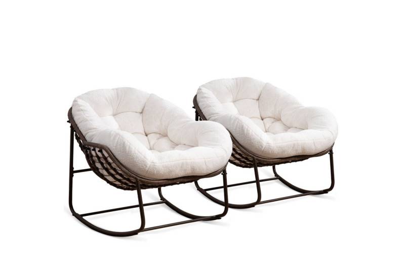 LVHOM Schaukelstuhl mit gepolstertem Kissen, Rattanstuhl mit Stahlrahmen, Lounge Sessel (Großformat B110.5cm x T94.5cm x H80cm,Dicke Kissen,160kg Tragfähigkeit, MEHRE FARBEN MEHRE OPTIONEN! Schaukelsessel umhüllendem Sitzgefühl & hoher Armlehne, 2 St), Balkon/Garten/Wohnzimmer/Schlafzimmer/Arbeitszimmer von LVHOM