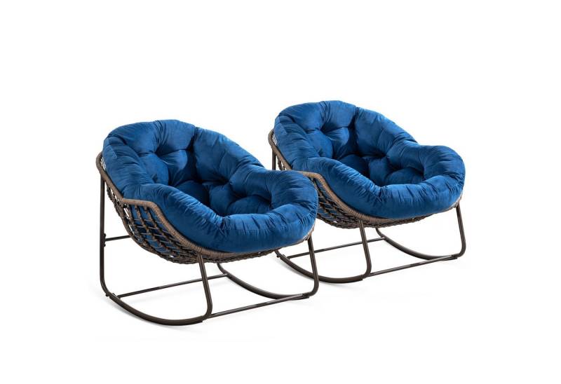 LVHOM Schaukelstuhl mit gepolstertem Kissen, Rattanstuhl mit Stahlrahmen, Lounge Sessel (Großformat B110.5cm x T94.5cm x H80cm,Dicke Kissen,160kg Tragfähigkeit, MEHRE FARBEN MEHRE OPTIONEN! Schaukelsessel umhüllendem Sitzgefühl & hoher Armlehne, 2 St), Balkon/Garten/Wohnzimmer/Schlafzimmer/Arbeitszimmer von LVHOM