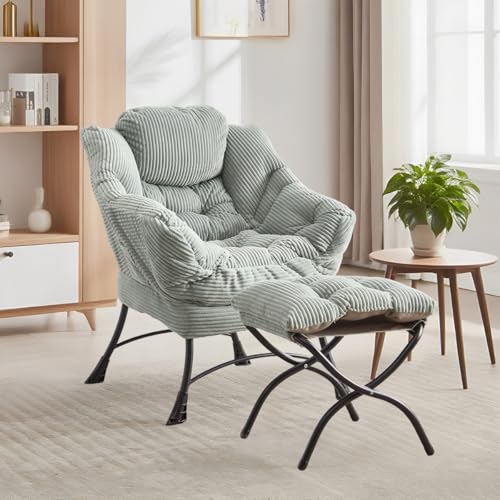 LIFEISLE Ohrensessel mit Hocker, Lazy Chair mit Ottoman, Relaxsessel mit Armlehnen, Moderner Loungestuhl mit Fußstütze und Seitentasche im Wohnzimmer Lesesessel, Cord Hellgrau LIFEISLE Ohrensessel mit Hocker, Lazy Chair mit Ottoman, Relaxsessel mit Armlehnen, Moderner Loungestuhl mit Fußstütze und Seitentasche im Wohnzimmer Lesesessel, Cord Hellgrau von LIFEISLE