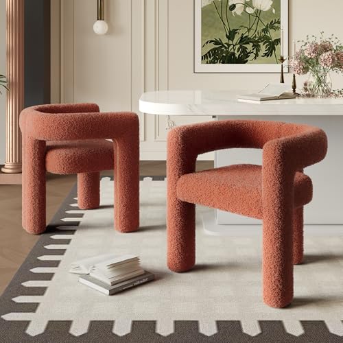 Sessel 2er-Set Ohrensessel mit bequemem Kissen, Modern Relaxsessel Loungesessel mit gepolstertem Rahmen, Schreibtischstuhl Schminkstuhl für Wohnzimmer, Schlafzimmer, Küchen, Büro, Teddy Brown von LIFEISLE