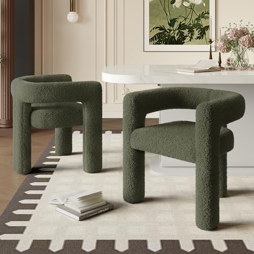 Sessel 2er-Set Ohrensessel mit bequemem Kissen, Modern Relaxsessel Loungesessel mit gepolstertem Rahmen, Schreibtischstuhl Schminkstuhl für Wohnzimmer, Schlafzimmer, Küchen, Büro, Teddy Grün Sessel 2er-Set Ohrensessel mit bequemem Kissen, Modern Relaxsessel Loungesessel mit gepolstertem Rahmen, Schreibtischstuhl Schminkstuhl für Wohnzimmer, Schlafzimmer, Küchen, Büro, Teddy Grün von LIFEISLE