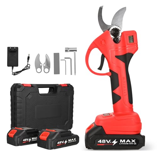 Gartenschere Elektrische mit 2 x 2000mAh Wiederaufladbar Batterie und LCD Anzeige, Akku Astschere 30 mm Schnittdurchmesser, Obstbaumschere für Gärten Gartenarbeit und Äste Beschneidung von LIFEJXWEN