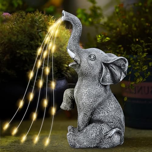 LIFEJXWEN Elefanten Deko mit Solar Laterne Gartendeko Figuren, Elefantenstatue mit Solarlicht, Solar Tiere für Außen Garten für Teich Deko Garten Grab Deko, Gartenfiguren für Draußen Wetterfest LIFEJXWEN Elefanten Deko mit Solar Laterne Gartendeko Figuren, Elefantenstatue mit Solarlicht, Solar Tiere für Außen Garten für Teich Deko Garten Grab Deko, Gartenfiguren für Draußen Wetterfest von LIFEJXWEN