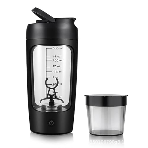Protein Shaker Elektrisch, 650ML Automatischer Protein Mixer mit Pulverbox, USB-Aufladung Rechargeable Electric Blender aus Tritan, BPA-freie Shaker für Protein-Shakes Mahlzeitenersatz (SCHWARZ) Protein Shaker Elektrisch, 650ML Automatischer Protein Mixer mit Pulverbox, USB-Aufladung Rechargeable Electric Blender aus Tritan, BPA-freie Shaker für Protein-Shakes Mahlzeitenersatz (SCHWARZ) von LIFEJXWEN