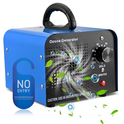Ozongenerator 60000mg/h, Ozon Luftreiniger mit 5 Timer für 300㎡ Geruchskiller, Ozonisator Industrieller Tragbarer O3 Ozon Luftreiniger für Auto, Garage, Wohnung, Hotel, Küche und Haustiere (Blau) Ozongenerator 60000mg/h, Ozon Luftreiniger mit 5 Timer für 300㎡ Geruchskiller, Ozonisator Industrieller Tragbarer O3 Ozon Luftreiniger für Auto, Garage, Wohnung, Hotel, Küche und Haustiere (Blau) von LIFEJXWEN