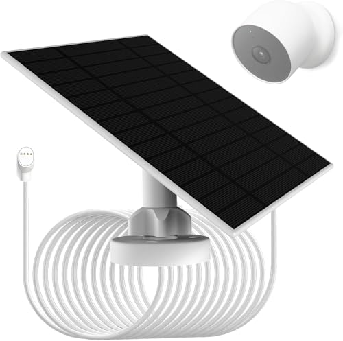 6W/5V Solarpanel mit integriertem Spannungsregler-Leiterplatte, kompatibel mit Google Nest-Kamera, Außen- und Innenbereich, 2. Generation (Akku-Version), IP66 wasserdicht, 4m langes Ladekabel von LIFEMOI