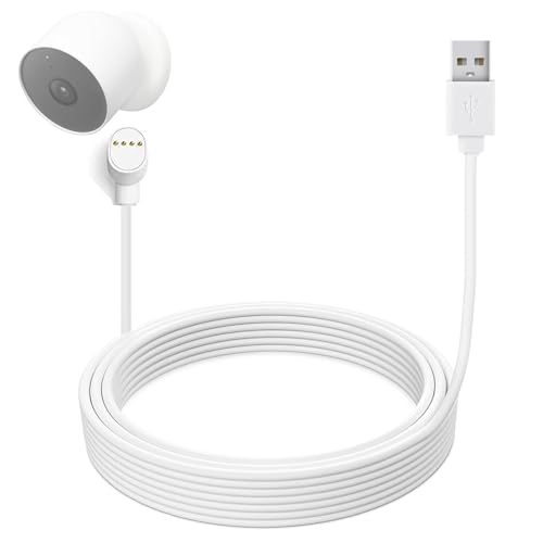 Verbessertes, 7,6 m langes USB-Ladekabel, vieradriges, dickes Ladekabel, kompatibel mit Google Nest Cam (Batterieversion) Kamera, verlängertes Ladekabel, wetterfest von LIFEMOI