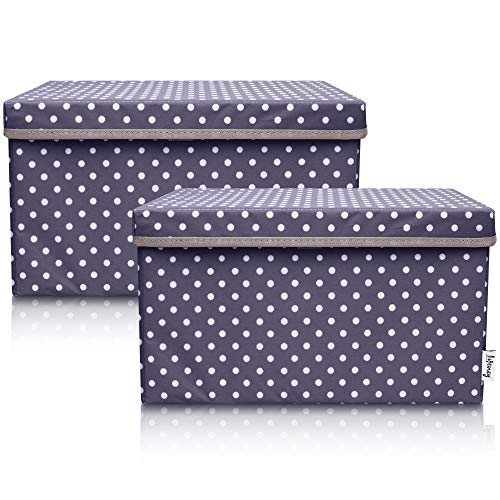 LIFENEY 2-Set Aufbewahrungsbox Kinder (37x25x21cm) I Aufbewahrungskorb für Kinderzimmer und Wohnbereich I Kinder Aufbewahrungskiste (Anthrazit Punkte) von LIFENEY