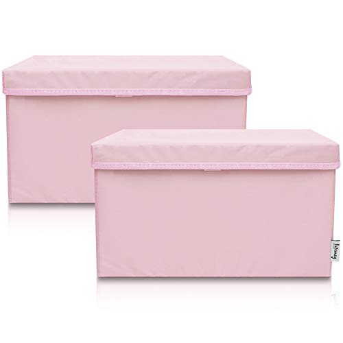 LIFENEY 2-Set Aufbewahrungsbox Kinder (37x25x21cm) I Aufbewahrungskorb für Kinderzimmer und Wohnbereich I Kinder Aufbewahrungskiste (Rosa) von LIFENEY