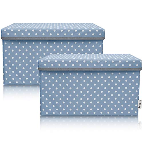 LIFENEY 2-Set Aufbewahrungsbox Kinder (37x25x21cm) I Aufbewahrungskorb für Kinderzimmer und Wohnbereich I Kinder Aufbewahrungskiste (Türkis Punkte) von LIFENEY