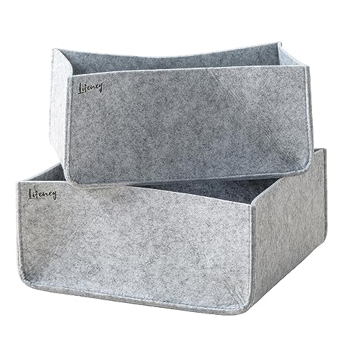 LIFENEY Aufbewahrungsbox 2er Set – Schrank Organizer aus der Serie Organize your closet – Für Stauraum & Ordnung im Kleiderschrank – 1x 12x27x25 cm & 1x 12x27x15 cm, Material: Filz von LIFENEY