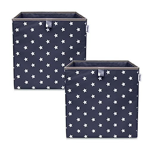 LIFENEY Aufbewahrungsbox 2er Set Sternenmotiv in Anthrazit, Spielzeugbox mit Sternen passend für Würfelregale, Ordnungsbox für das Kinderzimmer, Aufbewahrungskorb als Accessoire | 33x33x33 cm LIFENEY Aufbewahrungsbox 2er Set Sternenmotiv in Anthrazit, Spielzeugbox mit Sternen passend für Würfelregale, Ordnungsbox für das Kinderzimmer, Aufbewahrungskorb als Accessoire | 33x33x33 cm von LIFENEY