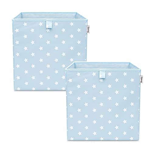 LIFENEY Aufbewahrungsbox 2er Set Sternenmotiv in Blau, Spielzeugbox mit Sternen passend für Würfelregale, Ordnungsbox für das Kinderzimmer, Aufbewahrungskorb als Accessoire | 33x33x33 cm LIFENEY Aufbewahrungsbox 2er Set Sternenmotiv in Blau, Spielzeugbox mit Sternen passend für Würfelregale, Ordnungsbox für das Kinderzimmer, Aufbewahrungskorb als Accessoire | 33x33x33 cm von LIFENEY