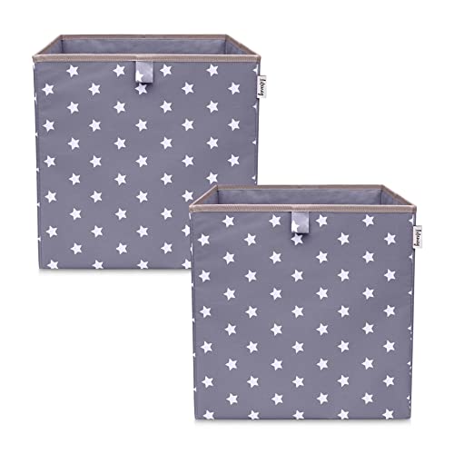 LIFENEY Aufbewahrungsbox 2er Set Sternenmotiv in Dunkelgrau, Spielzeugbox mit Sternen passend für Würfelregale, Ordnungsbox für das Kinderzimmer, Aufbewahrungskorb als Accessoire | 33x33x33 cm LIFENEY Aufbewahrungsbox 2er Set Sternenmotiv in Dunkelgrau, Spielzeugbox mit Sternen passend für Würfelregale, Ordnungsbox für das Kinderzimmer, Aufbewahrungskorb als Accessoire | 33x33x33 cm von LIFENEY