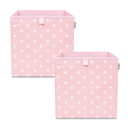 LIFENEY Aufbewahrungsbox 2er Set Sternenmotiv in Rosa, Spielzeugbox mit Sternen passend für Würfelregale, Ordnungsbox für das Kinderzimmer, Aufbewahrungskorb als Accessoire | 33x33x33 cm LIFENEY Aufbewahrungsbox 2er Set Sternenmotiv in Rosa, Spielzeugbox mit Sternen passend für Würfelregale, Ordnungsbox für das Kinderzimmer, Aufbewahrungskorb als Accessoire | 33x33x33 cm von LIFENEY