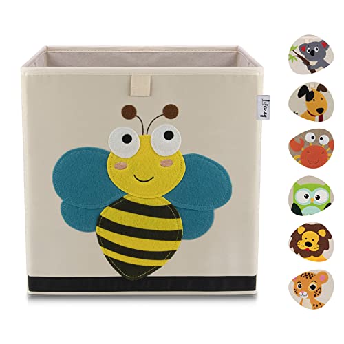 LIFENEY Aufbewahrungsbox Kinder mit Biene Motiv I Spielzeugbox mit Tiermotiv passend für Würfelregale I Ordnungsbox für das Kinderzimmer I Aufbewahrungskorb Kinder von LIFENEY
