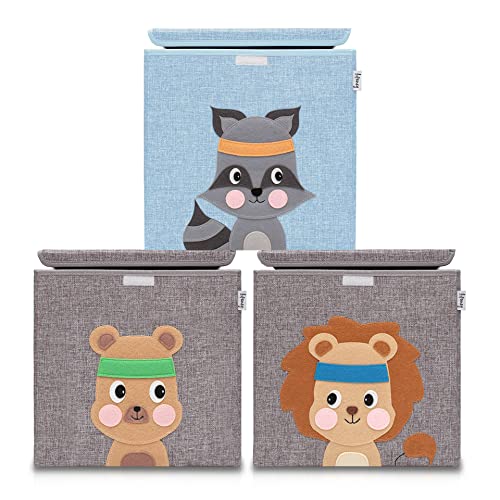LIFENEY Aufbewahrungsbox mit Deckel im 3er Set Löwe, Bär und Waschbär I Dreierpack Spielzeugbox mit Tiermotiv passend für Würfelregale I Ordnungsbox für das Kinderzimmer I Aufbewahrungskorb Kinder LIFENEY Aufbewahrungsbox mit Deckel im 3er Set Löwe, Bär und Waschbär I Dreierpack Spielzeugbox mit Tiermotiv passend für Würfelregale I Ordnungsbox für das Kinderzimmer I Aufbewahrungskorb Kinder von LIFENEY