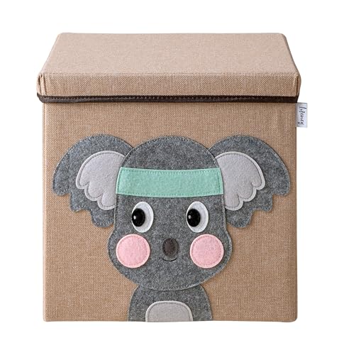 LIFENEY Aufbewahrungsbox mit Deckel und Koala I Spielzeugbox mit Tiermotiv passend für Würfelregale I Ordnungsbox für das Kinderzimmer I Aufbewahrungskorb Kinder von LIFENEY