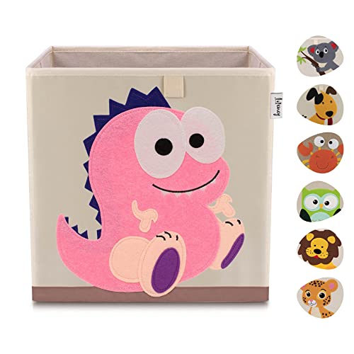 LIFENEY Aufbewahrungsbox Kinder mit Dinosaurier Motiv I Spielzeugbox mit Tiermotiv passend für Würfelregale I Ordnungsbox für das Kinderzimmer I Aufbewahrungskorb Kinder von LIFENEY