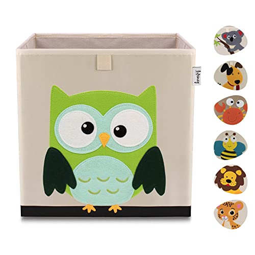 LIFENEY Aufbewahrungsbox Kinder mit Eule Motiv I Spielzeugbox mit Tiermotiv passend für Würfelregale I Ordnungsbox für das Kinderzimmer I Aufbewahrungskorb Kinder von LIFENEY
