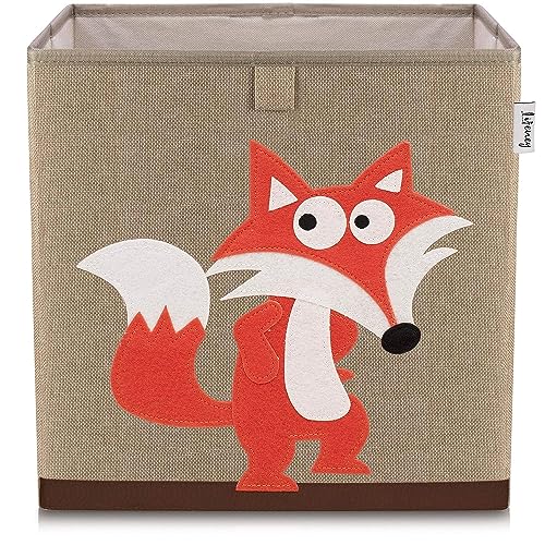 LIFENEY Aufbewahrungsbox mit Fuchs Motiv I Spielzeugbox mit Tiermotiv passend für Würfelregale I Ordnungsbox für das Kinderzimmer I Aufbewahrungskorb Kinder von LIFENEY