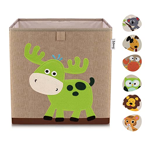 LIFENEY Aufbewahrungsbox Kinder mit Hirsch Motiv I Spielzeugbox mit Tiermotiv passend für Würfelregale I Ordnungsbox für das Kinderzimmer I Aufbewahrungskorb Kinder von LIFENEY