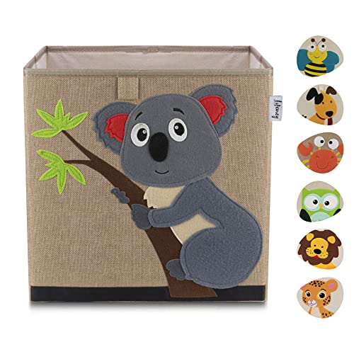 LIFENEY Aufbewahrungsbox Kinder mit Koala Motiv I Spielzeugbox mit Tiermotiv passend für Würfelregale I Ordnungsbox für das Kinderzimmer I Aufbewahrungskorb Kinder von LIFENEY