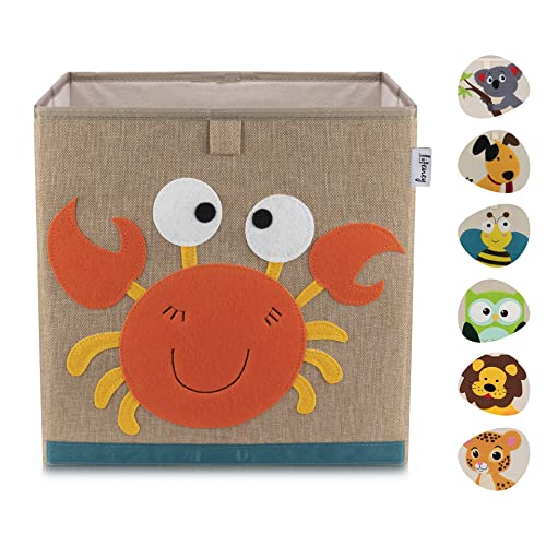 LIFENEY Aufbewahrungsbox Kinder mit Krebs Motiv I Spielzeugbox mit Tiermotiv passend für Würfelregale I Ordnungsbox für das Kinderzimmer I Aufbewahrungskorb Kinder von LIFENEY