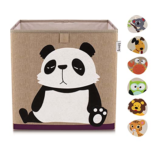 LIFENEY Aufbewahrungsbox Kinder mit Panda Motiv I Spielzeugbox mit Tiermotiv passend für Würfelregale I Ordnungsbox für das Kinderzimmer I Aufbewahrungskorb Kinder von LIFENEY