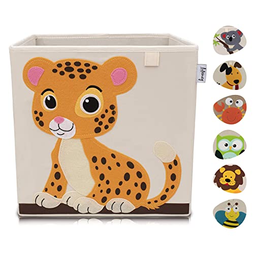 LIFENEY Aufbewahrungsbox Kinder mit Tiger Motiv I Spielzeugbox mit Tiermotiv passend für Würfelregale I Ordnungsbox für das Kinderzimmer I Aufbewahrungskorb Kinder von LIFENEY