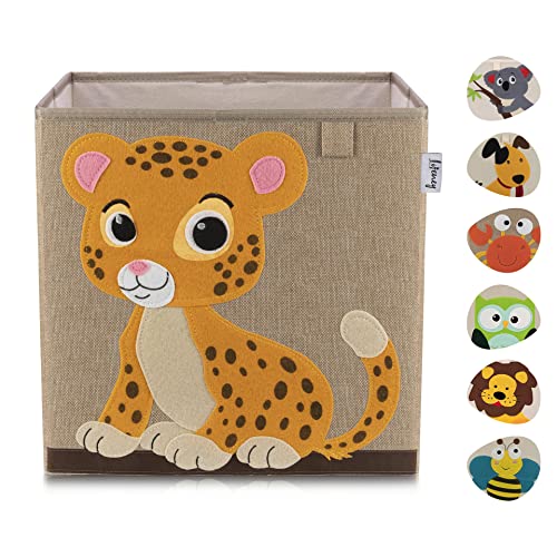 LIFENEY Aufbewahrungsbox Kinder mit Tiger Motiv I Spielzeugbox mit Tiermotiv passend für Würfelregale I Ordnungsbox für das Kinderzimmer I Aufbewahrungskorb Kinder von LIFENEY