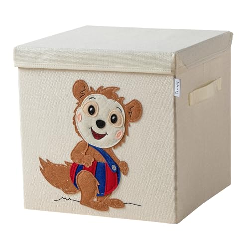 LIFENEY meets Bobo Siebenschläfer Aufbewahrungsbox mit Deckel für Kinder – Box mit dem kultigen Siebenschläfer zum Verstauen von Spielzeug – 33 x 33 x 33 cm passend für klassische Würfelregale von LIFENEY