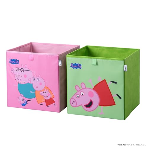 LIFENEY meets Peppa Wutz Aufbewahrungsboxen für Kinder 2er Set – Box-Set mit Peppa Pig Motiven zur Aufbewahrung von Spielzeug – 33 x 33 x 33 cm passend für klassische Würfelregale von LIFENEY