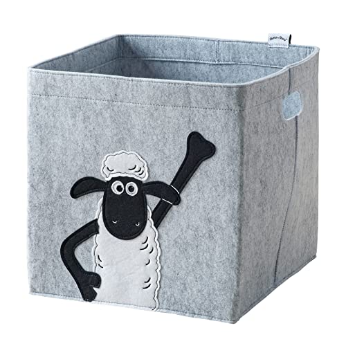LIFENEY meets Shaun das Schaf Aufbewahrungsbox für Kinder – Filz-Box mit dem kultigen Schaf zum Verstauen von Spielzeug – 30 x 30 x 30 cm passend für klassische Würfelregale von LIFENEY