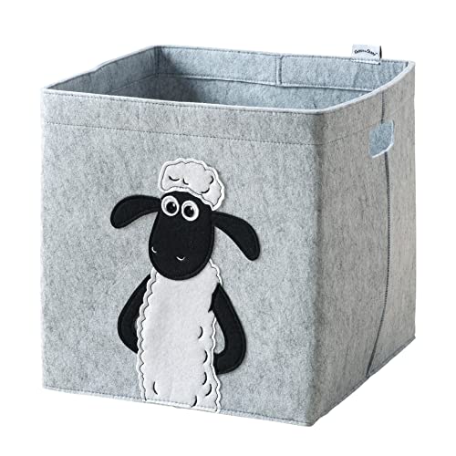 LIFENEY meets Shaun das Schaf Aufbewahrungsbox für Kinder – Filz-Box mit dem kultigen Schaf zum Verstauen von Spielzeug – 30 x 30 x 30 cm passend für klassische Würfelregale von LIFENEY