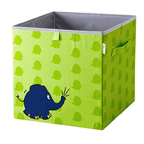 LIFENEY meets Die Maus Aufbewahrungsbox mit Streuprint für Kinder – Box mit dem beliebten Elefanten zum Verstauen von Spielzeug – 33 x 33 x 33 cm passend für klassische Würfelregale von LIFENEY